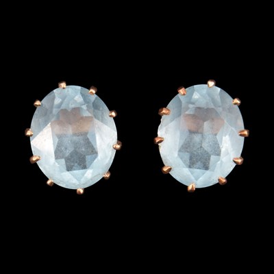 Lot 1353 - A pair of vintage aquamarine-coloured paste...