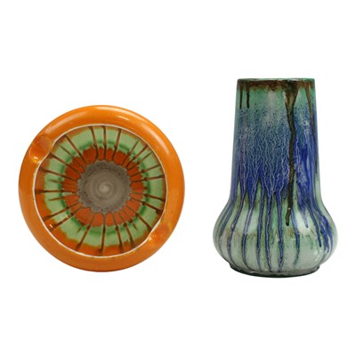 Lot 1022 - A Shelley Art Deco drip-glaze vase and ashtray,...