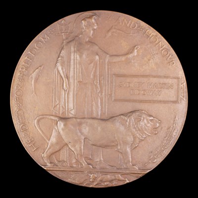 Lot 14 - A Great War Memorial Plaque to Sydney Martin...