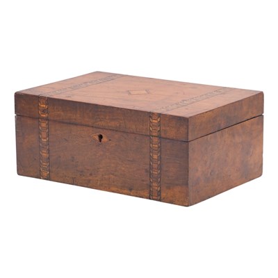 Lot 990 - A Victorian Tunbridge-banded walnut table box,...