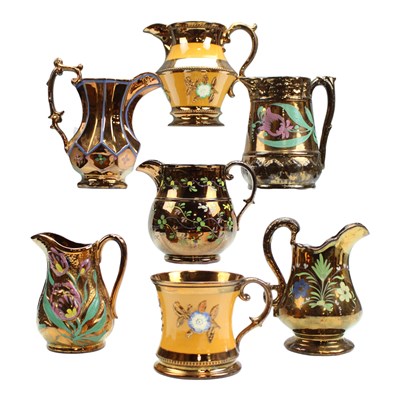 Lot 1025 - A collection Victorian Staffordshire lustre...