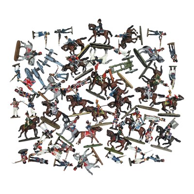 Lot 877 - A group of painted lead Napoleonic soldiers,...