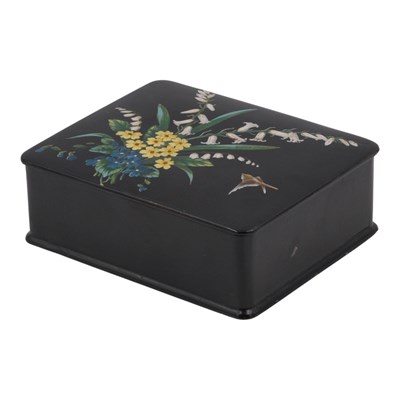 Lot 998 - A Victorian lacquered jewellery box, the cover...