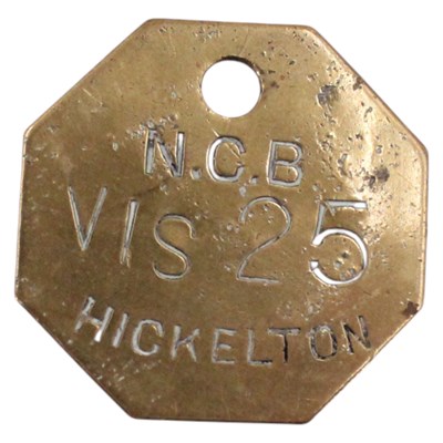 Lot 739 - A Hickelton Main Colliery miner's tally check,...