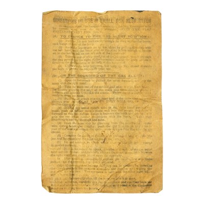 Lot 412 - A Great War British Army "Directions For Use...