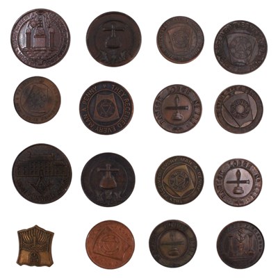 Lot 744 - A group of vintage Masonic copper lodge and...
