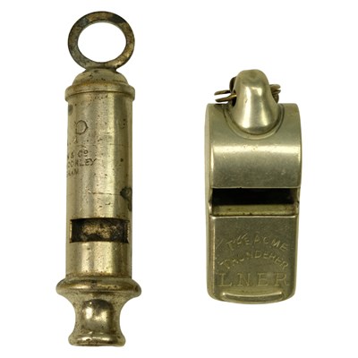 Lot 788 - An LNER Acme Thunderer pea whistle together...