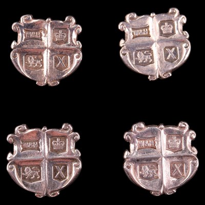 Lot 1393 - Two pairs of 1960s silver shield-form...