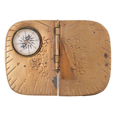 Lot 829 - A Victorian gilt metal pocket folding sundial,...