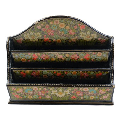 Lot 660 - A Kashmiri lacquered and gilt-enriched desk...