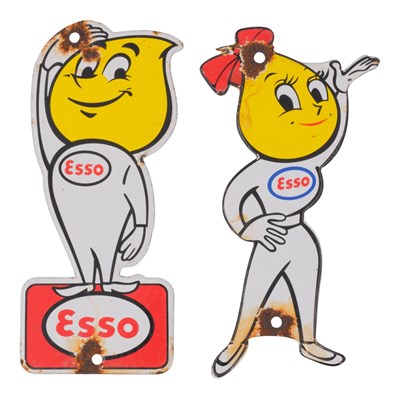 Lot 725 - Vintage Esso "Mr and Mrs Drip" glass-enamelled...