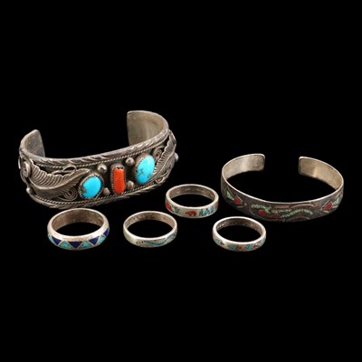 Lot 1225 - A Native American Navajo coral- and...