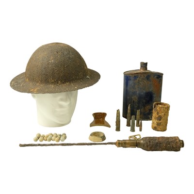 Lot 330 - A group of Great War battlefield relics,...
