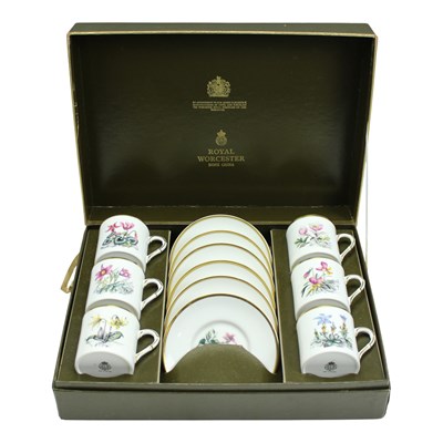 Lot 1078 - A cased set of Royal Worcester Alpine Flowers...