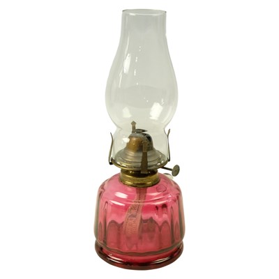 Lot 969 - A late 19th Century cranberry glass finger...