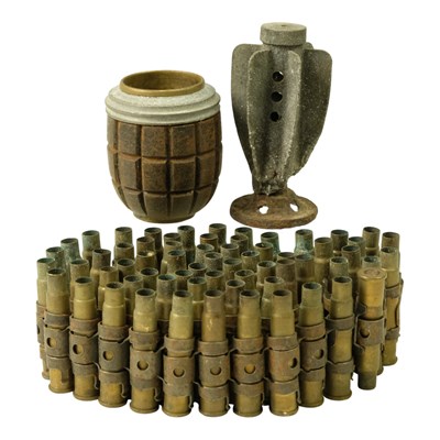 Lot 432 - A match pot fabricated from a Mills grenade,...