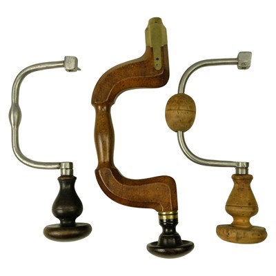 Lot 683 - Three antique woodworking braces