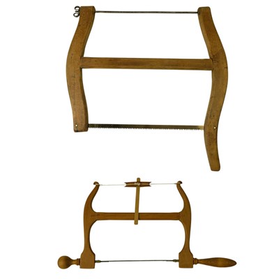 Lot 545 - An antique buck saw, wrought iron and beech,...