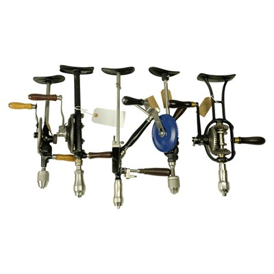 Lot 548 - Five restored antique / vintage breast drills
