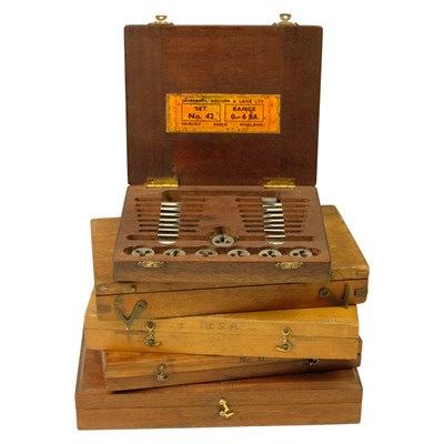 Lot 708 - Five vintage engineering tap and die sets