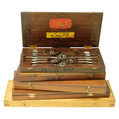 Lot 709 - Five vintage engineering tap and die sets