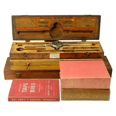Lot 713 - Three vintage engineering tap and die sets and...