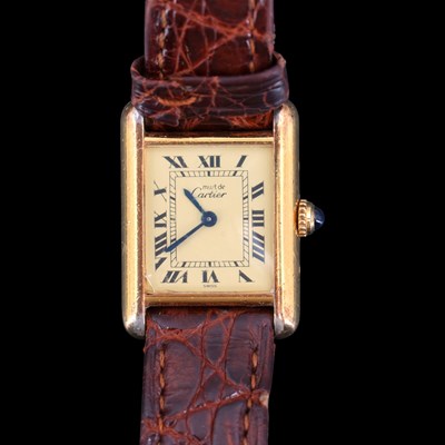 Lot 1482 - A lady's Must de Cartier Tank Quartz...