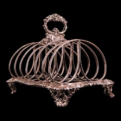 Lot 1184B - A William IV silver six-slice toast rack,...