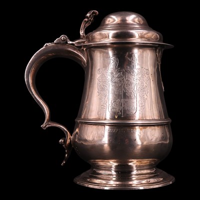 Lot 1184D - A George II silver baluster tankard, having a...