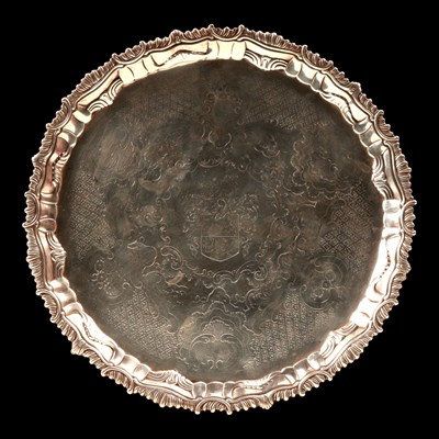 Lot 1184E - An early George III silver salver, having a...