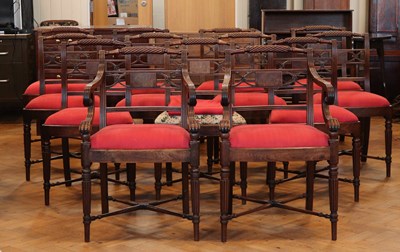 Lot 1641 - Thirteen George III Whitehaven mahogany dining...