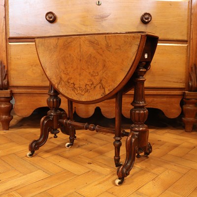 Lot 1651 - A diminutive Victorian walnut Sutherland table,...