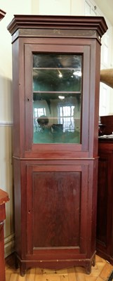 Lot 1672 - A Victorian glazed pine floor standing corner...
