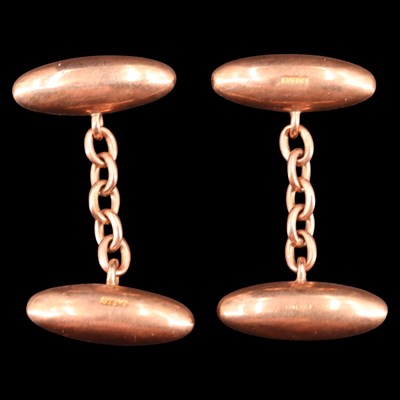 Lot 953 - A pair of Edwardian 9 ct gold cufflinks, of...