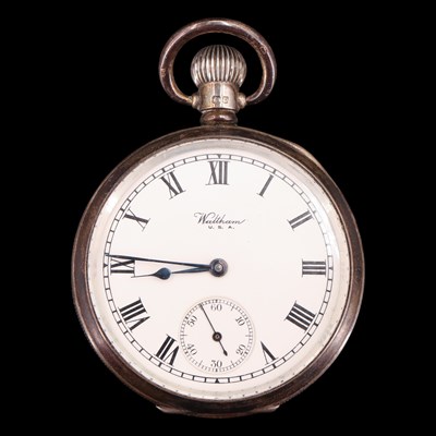 Lot 1071 - A late 1920s Waltham silver pocket watch,...