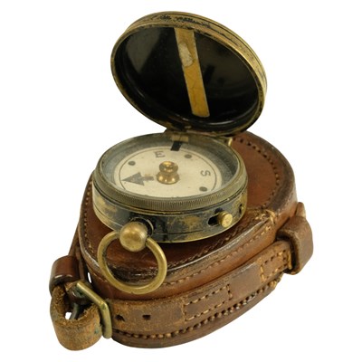 Lot 147 - A Great War period brass marching compass, in...