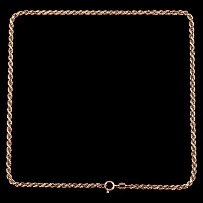 Lot 971 - A 9 ct gold rope-link neck chain, 41 cm, 10.7 g