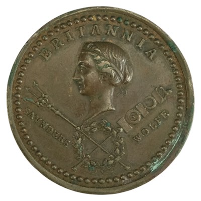 Lot 568 - A George II 1759 "Quebec Taken" bronze...
