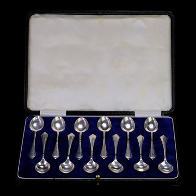 Lot 892 - A George VI cased set of twelve silver coffee...