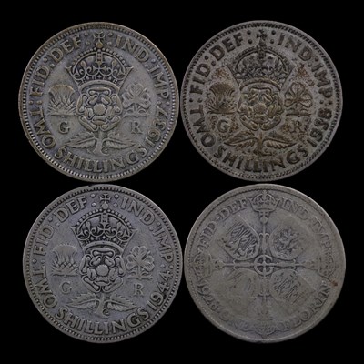 Lot 308 - Four GB post-1920 silver florin coins, 44 g