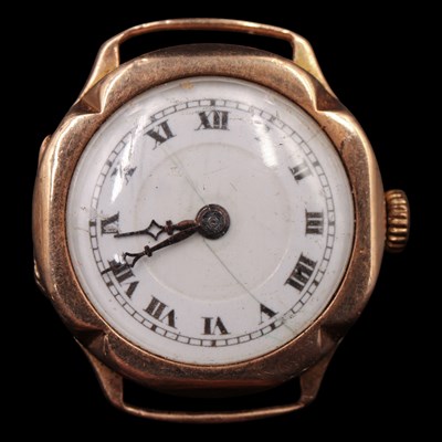 Lot 1064 - A 1920s lady's 9 ct gold wristlet watch, (a/f),...