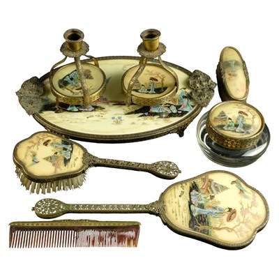 Lot 686 - A 1920s Regent of London dressing table set,...