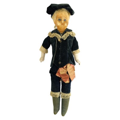 Lot 668 - A Victorian wax shoulder head doll of a young...