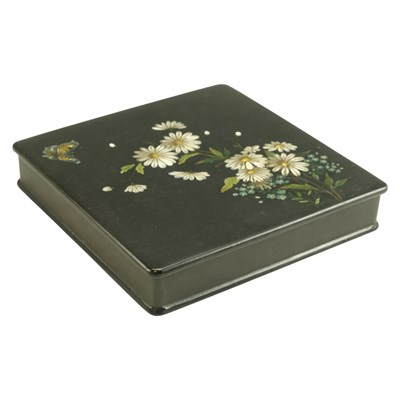 Lot 714 - A late Victorian lacquered papier-mache box,...