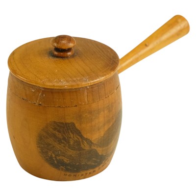 Lot 707 - A Victorian Mauchline ware thimble case in the...
