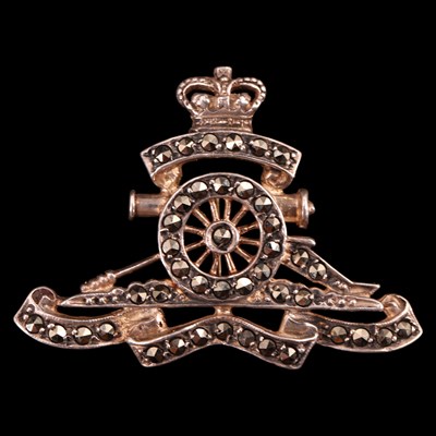Lot 76 - A Royal Artillery marcasite and white metal...