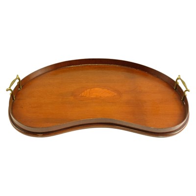 Lot 708 - An Edwardian mahogany kidney-shaped butlers...