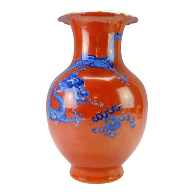 Lot 728 - A large Chinese porcelain baluster vase,...