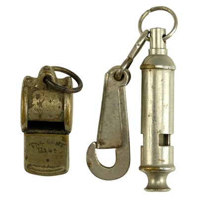 Lot 605 - A Girl Guides Beaufort-type whistle together...
