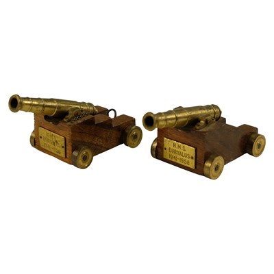 Lot 117 - Two mid-20th-Century miniature brass naval...